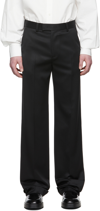 WE11 DONE BLACK WOOL & POLYESTER TROUSERS