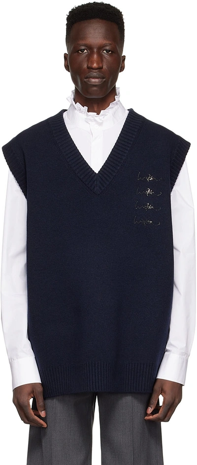 We11 Done Navy Wool Vest