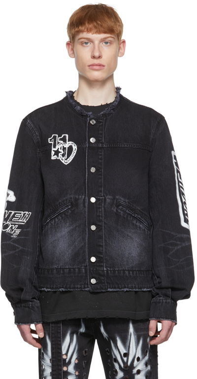 We11 Done Black Faded Denim Jacket In Wash Black