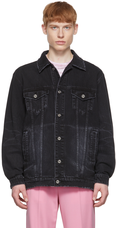 We11 Done Black Denim Jacket In Wash Black