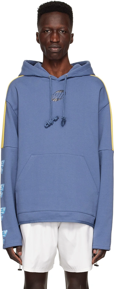 We11 Done Purple Cotton Hoodie In Navy