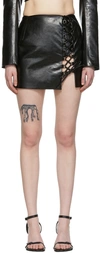 ALEKSANDRE AKHALKATSISHVILI BLACK FAUX-LEATHER MINI SKIRT