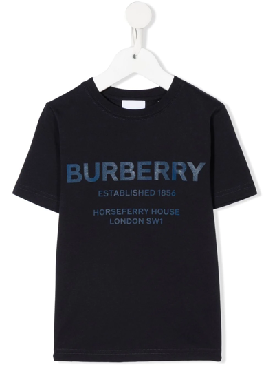 Burberry Kids' Horseferry-print Round-neck T-shirt In Blue