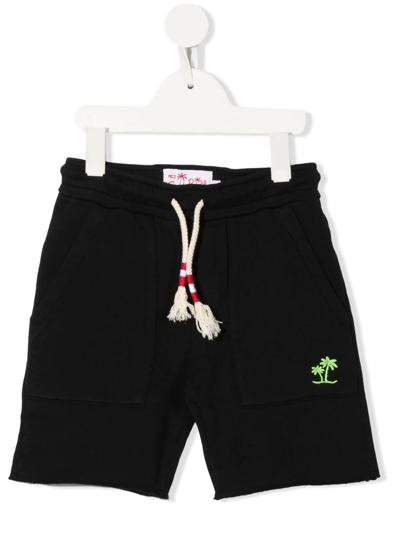 Mc2 Saint Barth Kids' Rear Logo-patch Shorts In Black