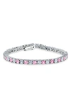 Bling Jewelry Sterling Silver Cz Tennis Bracelet In Pink
