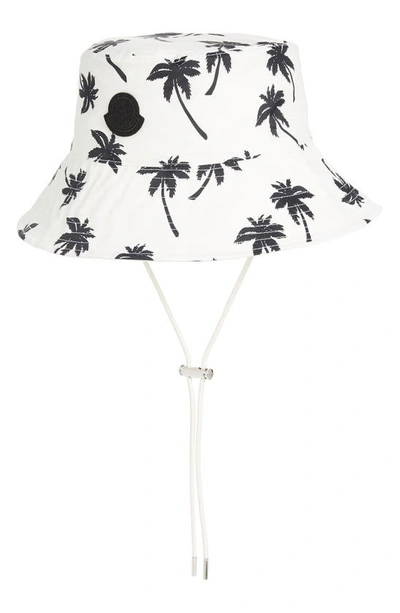 Moncler Palm Tree Print Bucket Hat In White