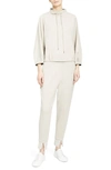 Theory Drawstring Mock Neck Sweater In Grey Mel/ Oat Mel
