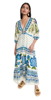 Farm Rio Macaw Flight Tassel-tie Maxi Dress In Off-white Macaw Flight