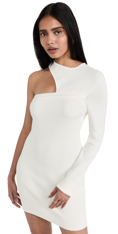 Gauge81 Tinino One-sleeve Ribbed-knit Mini Dress In White