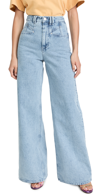 Isabel Marant Wide-leg Denim Trousers With Belt Loops In Light Blue