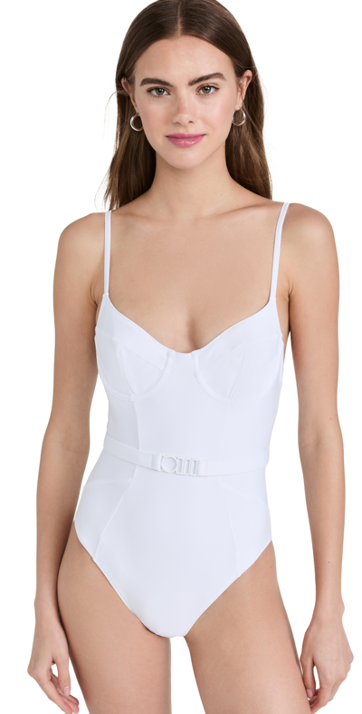 Solid & Striped The Spencer Belted One-piece Swimsuit In Marshmallow