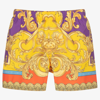 Versace Baroque-print Slip-on Swim Shorts In Gold
