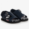 Burberry Boy's Bertha Checkerboard Fisherman Sandals, Baby/toddler In Blue