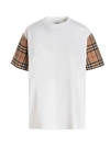 Burberry White T-shirt With Vintage Check Motif On The Sleeves In Cotton Woman