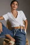 Cloth & Stone Wrap-front Crop Top In White