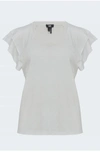 Paige Linnea Flutter Sleeve T-shirt In White