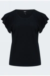 Paige Linnea Flutter-sleeve Tee In Black