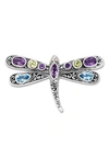 Samuel B. Sterling Silver & 18k Gold Gemstone Dragonfly Pendant In Multi