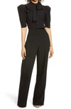 BLACK HALO ARA TIE NECK PUFF SLEEVE JUMPSUIT