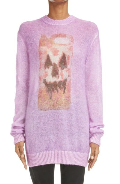 Givenchy X Josh Smith Oversize Mohair Blend Graphic Jumper In Purple