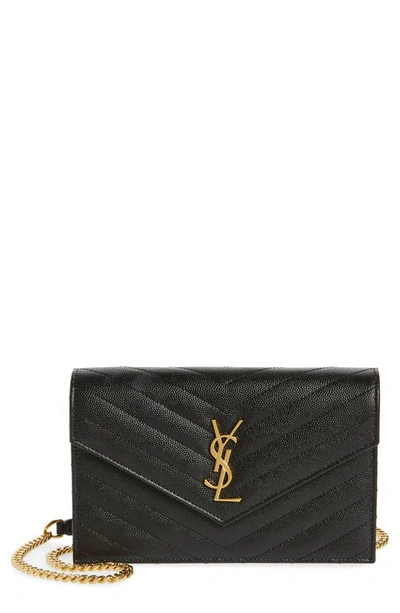 Saint Laurent Monogramme Logo Leather Crossbody Bag In Black