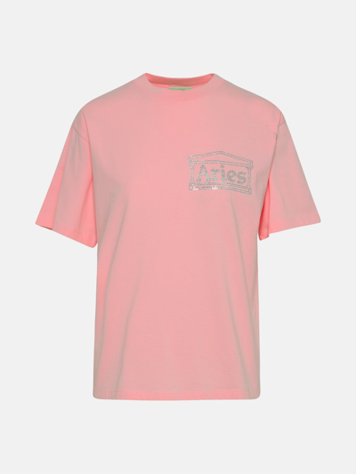 Aries Pink Cotton Crystal Temple T-shirt