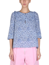 Baum Und Pferdgarten Melody Leopard Print Organic Cotton Blouse In Azure