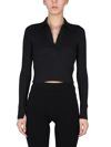 Helmut Lang Cropped Rib Knit Polo - Atterley In Black