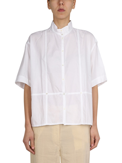 Lemaire Buttoned Cotton Poplin Shirt In White