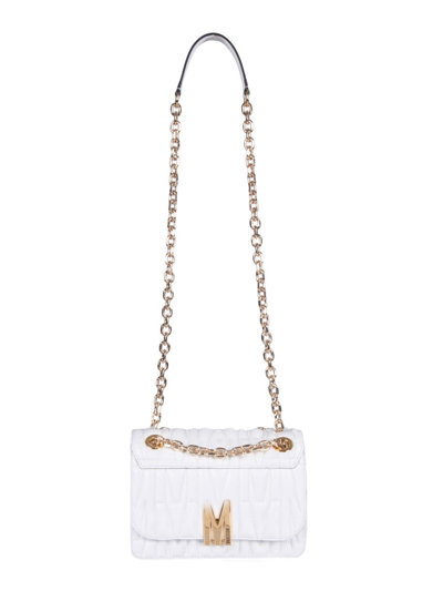 Moschino Quilted Logo Shoulder Bag In White