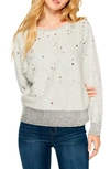 Nic And Zoe Falling Stars Embellished Sweater In White Mix