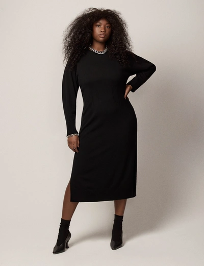 Another Tomorrow Cashmere Crewneck Dress In Black