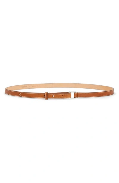 Lafayette 148 Italian Vachetta Leather Skinny Belt In Copper