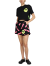 Barrow Woman Black Crop T-shirt With Front And Back Logo Print In Black