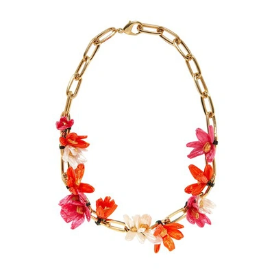 La Doublej Flora Necklace In Multicolor Rosa/arancio/bianco