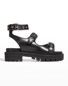Alaïa Buckle Lug-sole Sporty Sandals In Black