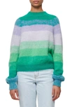 Maje Womens Verts Millao Striped Knitted Jumper 10 In Green