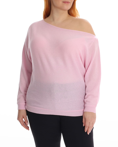 Minnie Rose Plus Plus Size Off-shoulder Cashmere Sweater In Rose Pink