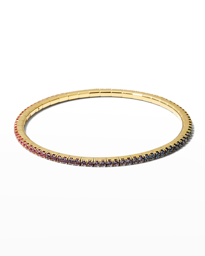 Ex-tensible Yellow Gold Stretch Rainbow Tennis Bracelet