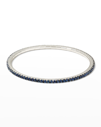 Ex-tensible White Gold Stretch Blue Sapphire With Black Rhodium Tennis Bracelet