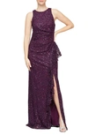 ALEX EVENINGS RUFFLE SEQUIN LACE FORMAL GOWN