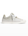 Maison Margiela Evolution Distressed Canvas And Leather Sneakers In Gray