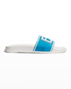 Fendi Men's Ff Rubber Slide Sandals In Cyber Bluultrawhi
