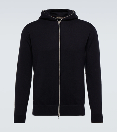 Loro Piana Cashmere And Cotton Hooded Jacket In Blue