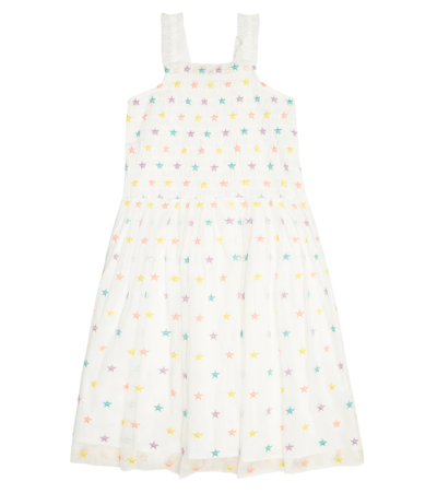 Stella Mccartney Star-embroidered Party Dress In Bianco/multicolor