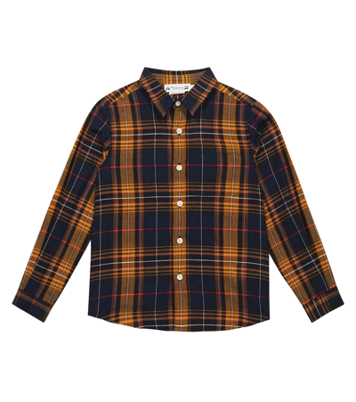 Bonpoint Kids' Tango Tartan Cotton-blend Shirt In Navy