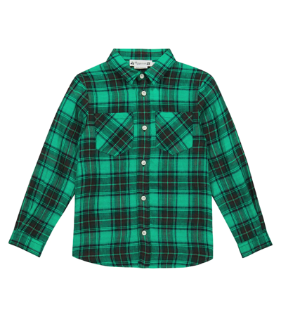 Bonpoint Kids' Altman Checked Linen Shirt In Mint