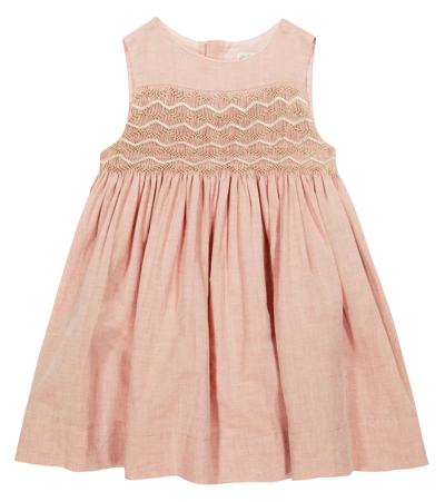 Bonpoint Kids' Anaya Linen Cotton And Silk Dress In Pink