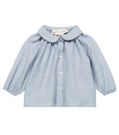 Bonpoint Babies' Domino棉质与羊毛斜纹布女式上衣 In Blue Grey