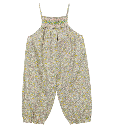 Bonpoint Baby Lilisy Floral Cotton Jumpsuit In Beige